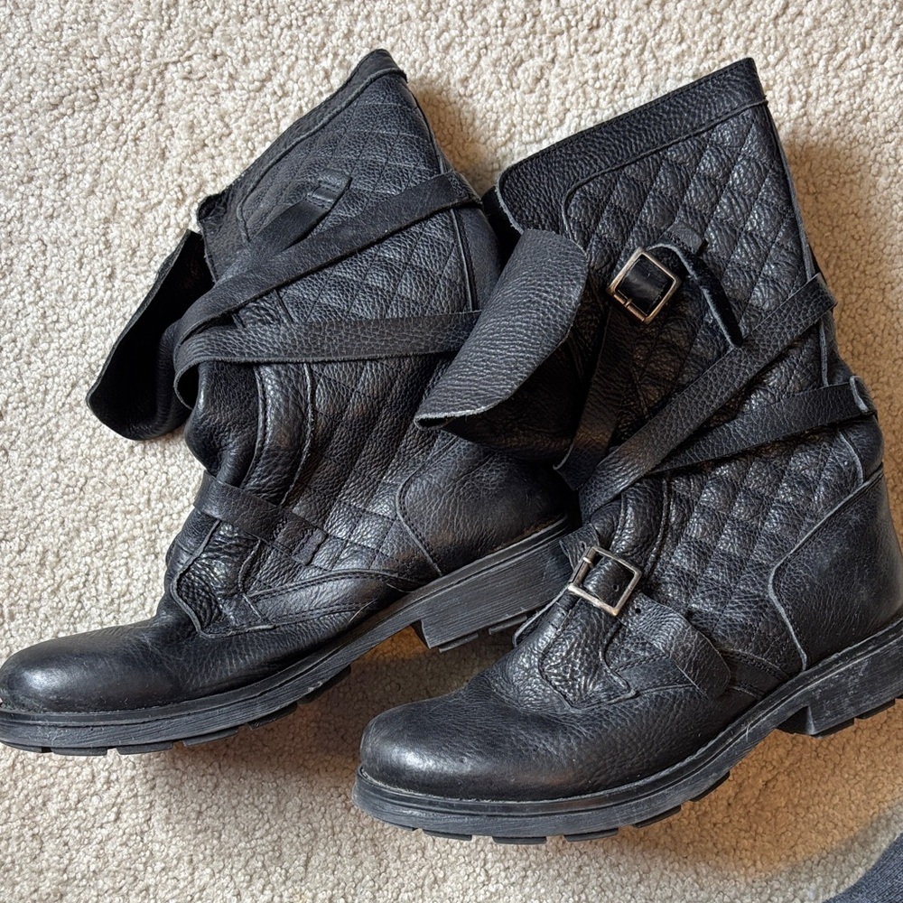 Steve Madden Black Quilted Combat Boots